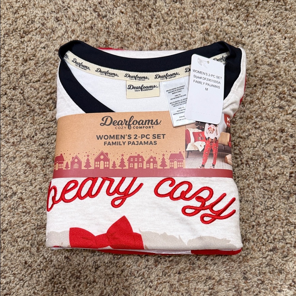 Dearfoams Women's Red and White Pajama Set
